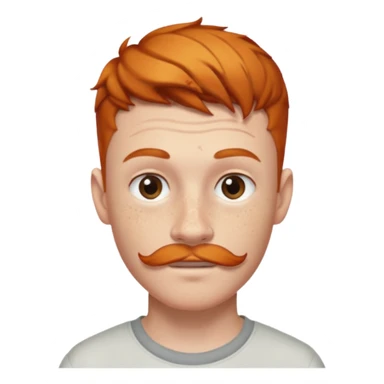 Ginger 16 year old, low taper fade, small goatee and mustache, eyebrow slit sticker