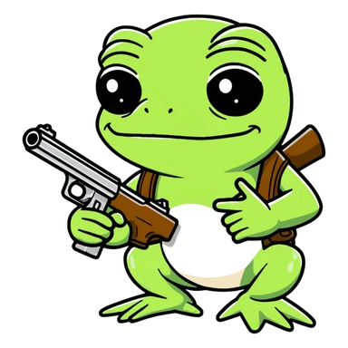 Pepe the frog with two guns sticker