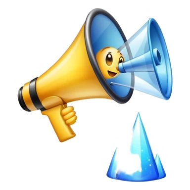 Emoji of a megaphone with sparkles and a growth chart. sticker
