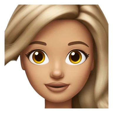 Beautiful Barbie brunette with hair highlights fair skin sticker