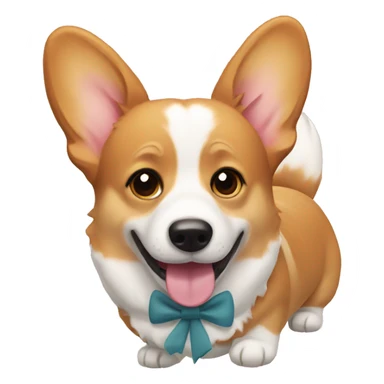 corgi wearing a bow sticker