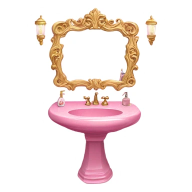 Pink glitter sink with mirror  sticker