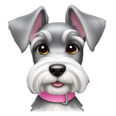schnauzer light gray and white ears and pink collar girl puppy sticker
