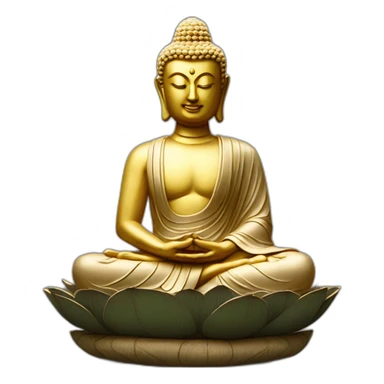 Moine en position de lotus, avec une statue de bouddha sticker