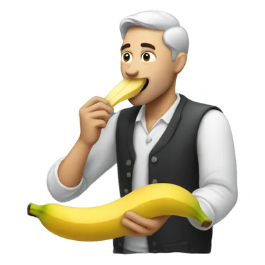 A man eating a banana sticker
