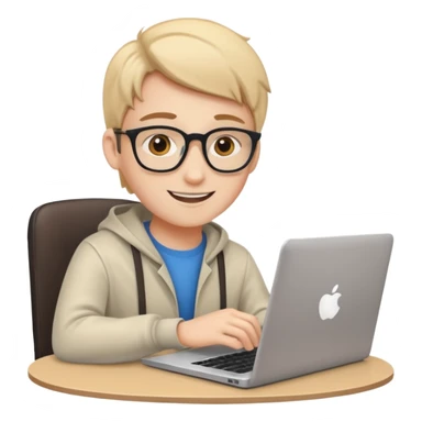 young programmer, cheerful, coding on laptop sticker