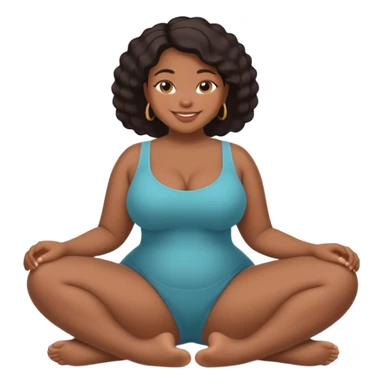 curvy black woman, back view, sitting on her soles, smiling, SFW, no explicit content sticker