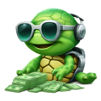dj turtle with money sticker