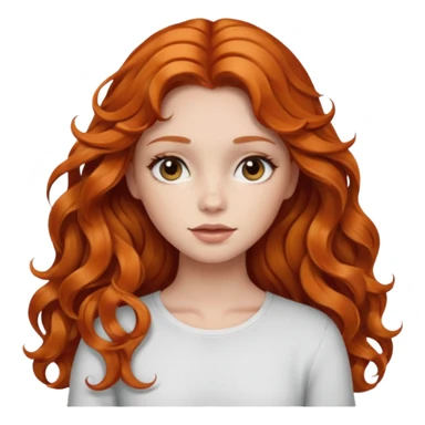 Beautiful girl,ginger hair,wavy hair，long hair,Black eyes, skin white sticker