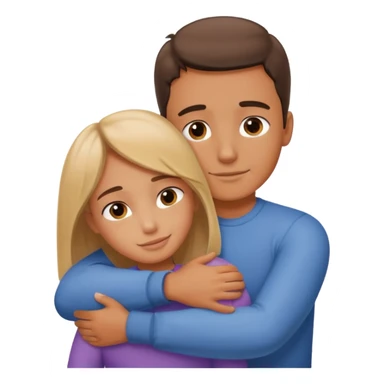 Un homme fait un câlin à sa sœur. Au dessus d’eux il y a le texte ´Gros câlin’ sticker