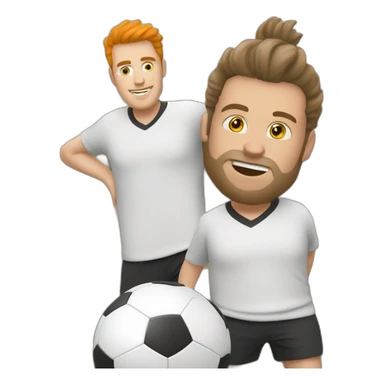 Fat white man play soccer orange haïr brun sticker