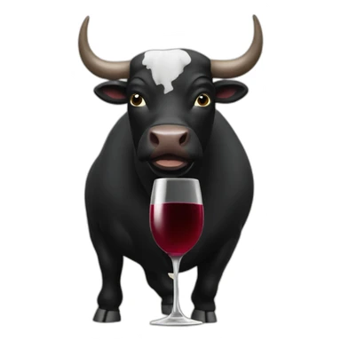 black bull drinking wine sticker