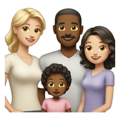 family; black haired dad, light brown haired mom, blonde little girl, black haired pale baby sticker