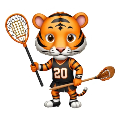 Tiger pkaying jersey number 20 Lacroose eating a ram with lacrosse stick  sticker