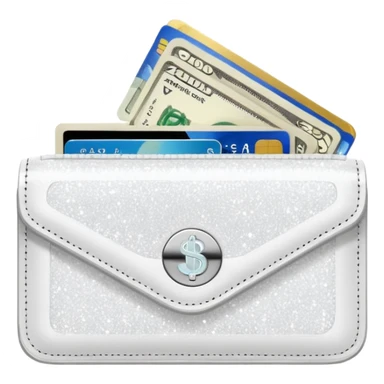 glitter white wallet with money and card sticker
