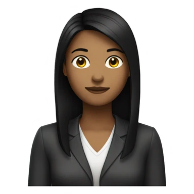 computer woman dark, straight, medium-length black hair sticker