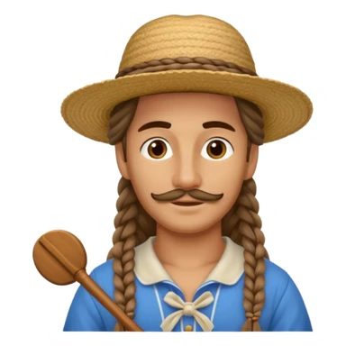 venice gondolier with long braided hair, iconic hat  sticker