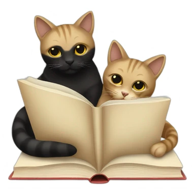 Beige and black cats reading book sticker