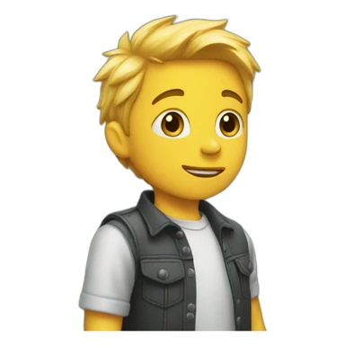 The boy is standing behind the fence sticker