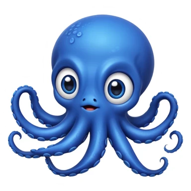 cute blue octopus, simple and expressive sticker