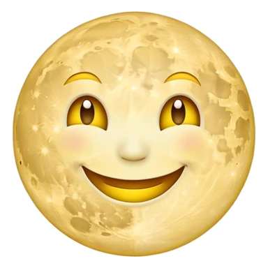 A full moon with a happy smiling face sticker