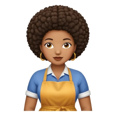 Mujer curvy afro, con vestimenta cómoda y delantal sticker