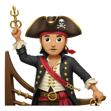 create an emoji of pirate capitan on the bow of the ship in epic posture sticker