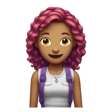 Girl with red/purple hair and braces sticker