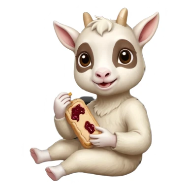 cute baby goat eating peanut butter and jelly driving in a bmw x1, holding a peanut butter and jelly in hand sticker