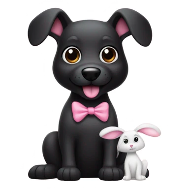 black dog and pink bunny sticker