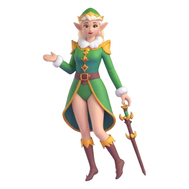 female elf portrait with body, elegant fantasy outfit sticker