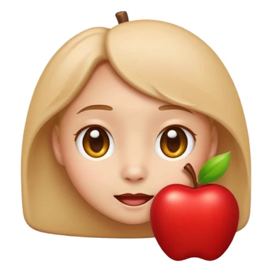 lububu shy expression, apple emoji style, simple bright, rounded, playful sticker