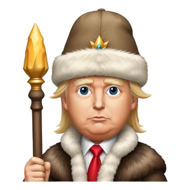 Donald Trump is a king in a fur hat, holding a staff
realistic sticker