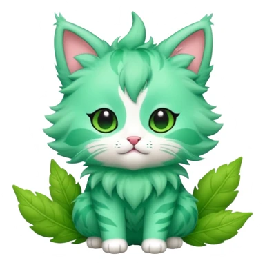 Toony Chibi Kawaii Minty Leaf Juicy Feline Fluffy Sprigatito-Fakémon-creature (full body) sticker