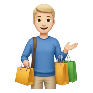 a white man with clothing shopping bag sticker