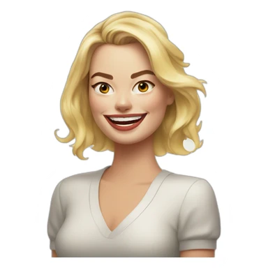Margot Robbie grins sticker