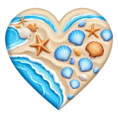 beach themed heart sticker