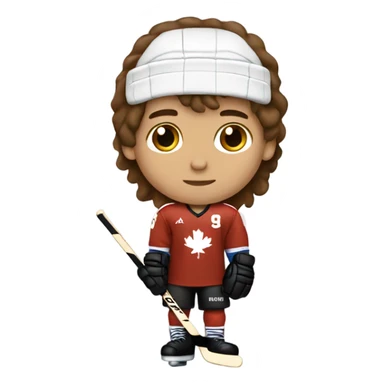 Boy Hockey player long brown hair number 7 jersey sticker