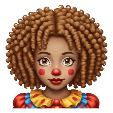 black girl curly hair with clown face sticker