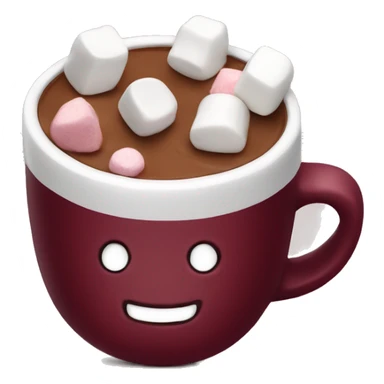 christmas burgundy colour cup with chocolate and marshmallows sticker