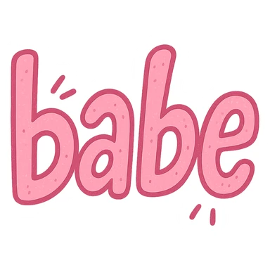 the word 'babe' in a pink hand-drawn doodle style, no background sticker