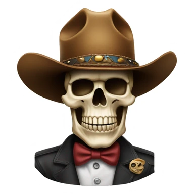 Skull in cowboy hat smoking cigar sticker