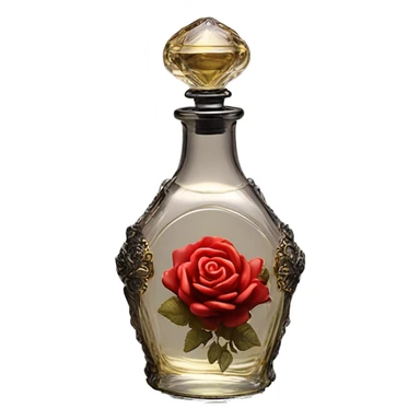 Rose magic fairy sparkling old Antique oil perfume bottle with herbal and rose flowers black sticker