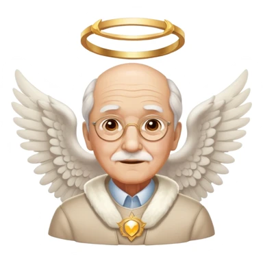 elderly grandfather with angel wings and halo sticker