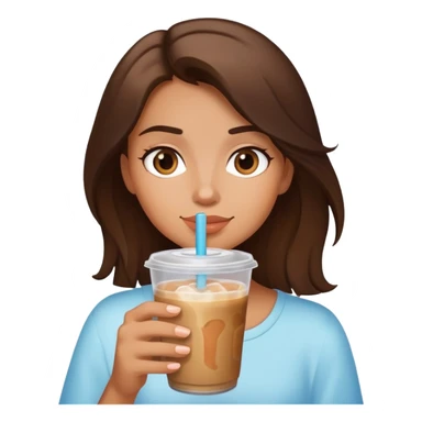 Girl drinking iced coffee with brunette hair  sticker
