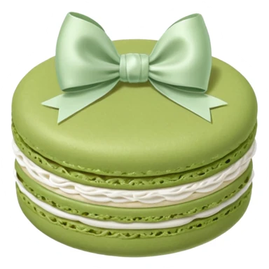 sage green macaron with white bow sticker