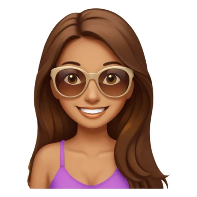 woman with long brown hair happy on vacation sticker