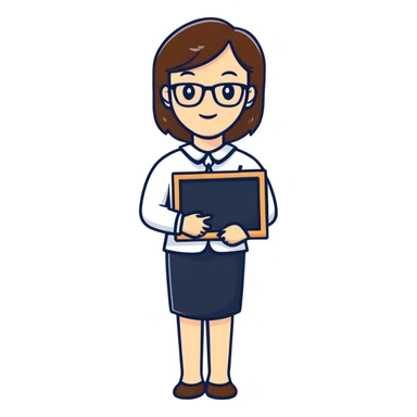 full body female teacher with blackboard sticker