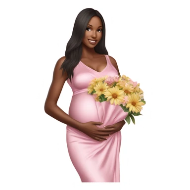 Realistic Photo of a Victoria secret model pregnant posing with flowers at her baby shower  sticker
