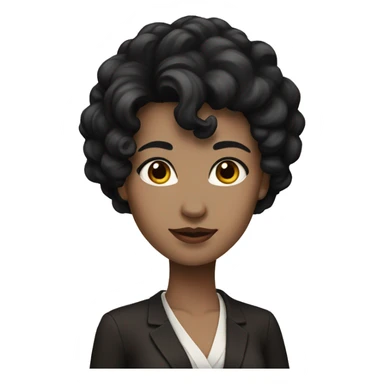 Woman with white skin, black hair, brown eyes, elegant clothes,  sticker